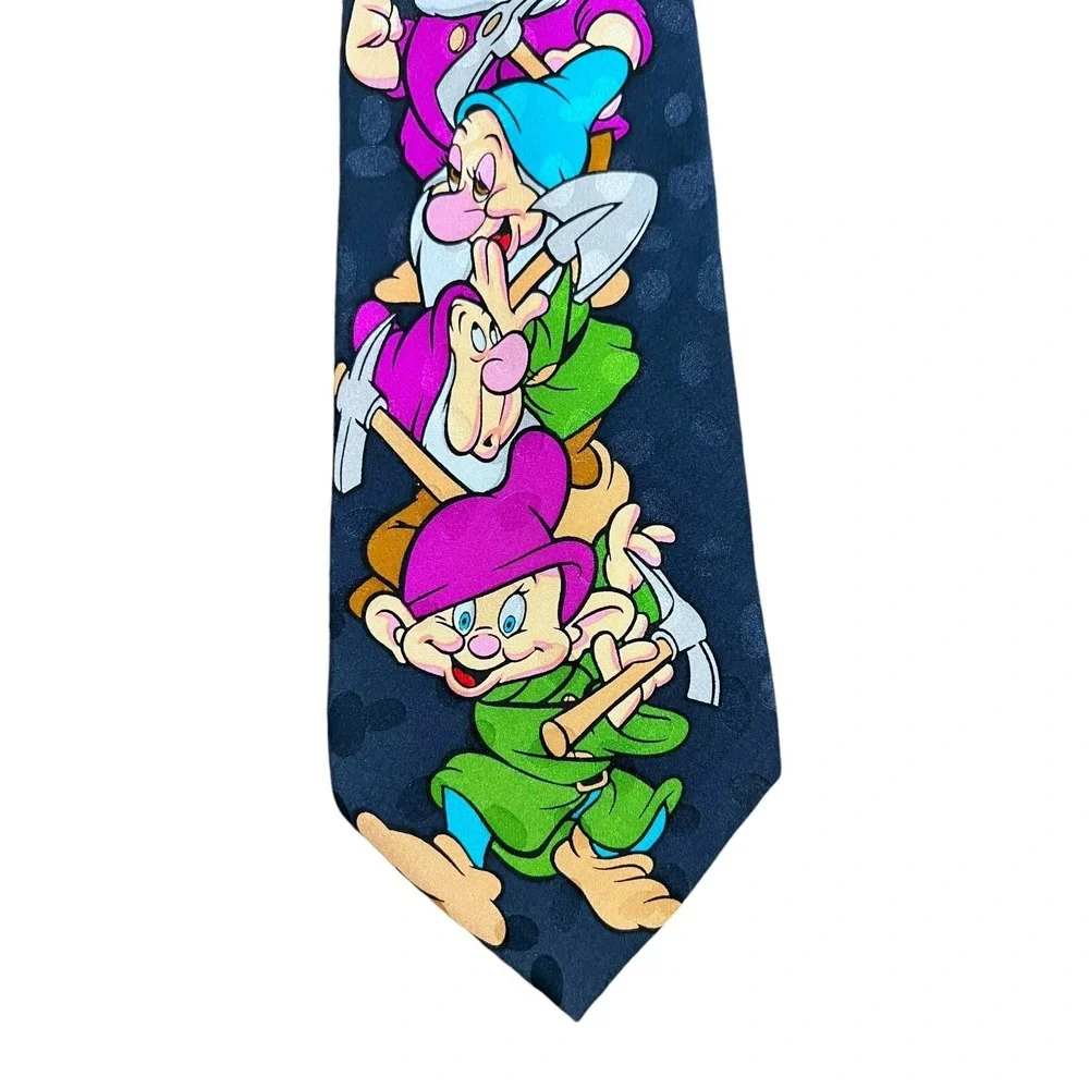 Vintage Disney Store The Seven Dwarfs 100% Silk Handmade Neck Tie #73469
